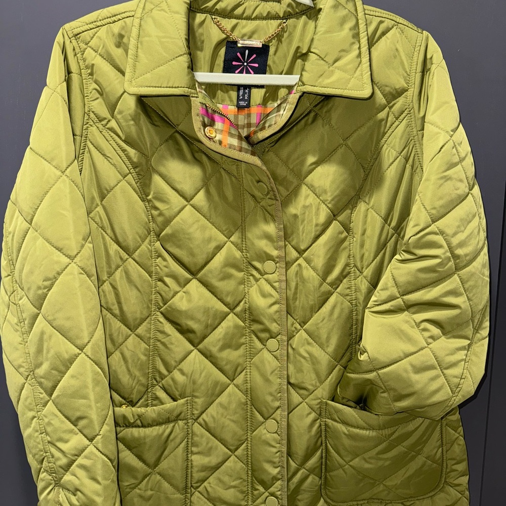 Isaac Mizrahi Quilted Green Puffer Jacket